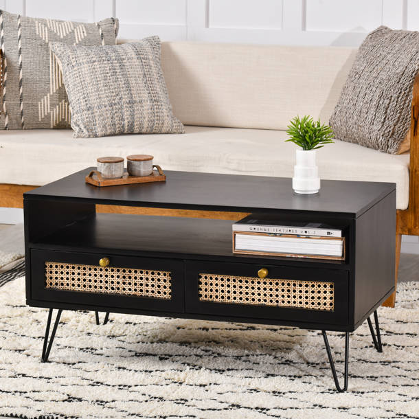 Beachcrest Home Presley Rattan Storage Media Console for TVs up to 59